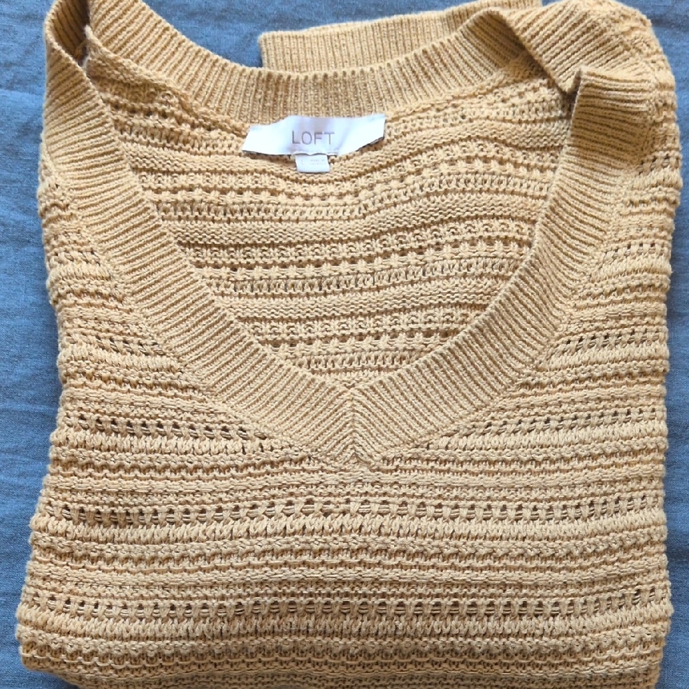 LOFT Women's Mustard V-Neck Sweater